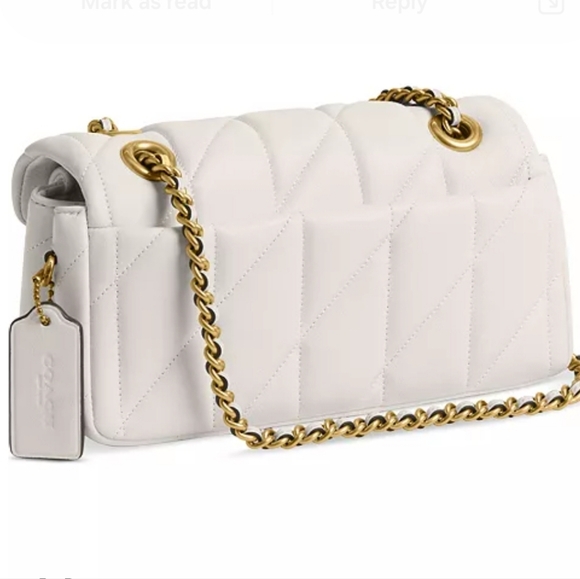 Coach Tabby Cream Quilted Leather Bronze Gold Harware Shoulder Bag Purse - Picture 6 of 16